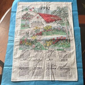 1992 Covered Bridge Calendar Tapestry with beautiful florals